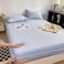 LUNAHOME-3 Pieces Fitted Bedsheet Set, Washable Cotton, Light Blue Color, King Size
