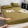 LUNAHOME-3 Pieces Fitted Bedsheet Set, Washable Cotton, Khaki Color, King Size.