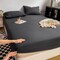 LUNAHOME-3 Pieces Fitted Bedsheet Set, Washable Cotton, Black Color, Single Size.