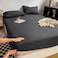 LUNAHOME-3 Pieces Fitted Bedsheet Set, Washable Cotton, Black Color, King Size.