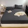 LUNAHOME-3 Pieces Fitted Bedsheet Set, Washable Cotton, Black Color, King Size.