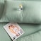 LUNAHOME-3 Pieces Fitted Bedsheet Set, Washable Cotton, Green Color, Single Size.