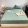 LUNAHOME-3 Pieces Fitted Bedsheet Set, Washable Cotton, Green Color, Single Size.