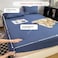 LUNAHOME-3 Pieces Fitted Bedsheet Set, Washable Cotton, Blue Color, Single Size.