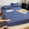 LUNAHOME-3 Pieces Fitted Bedsheet Set, Washable Cotton, Blue Color, Single Size.