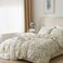 LUNAHOME-King size, six-piece botanical bedding set without filling featuring a green and gold floral design.