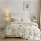 LUNAHOME-King size, six-piece botanical bedding set without filling featuring a green and gold floral design.