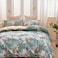 LUNAHOME-Queen size 6 piece bedding set with green leaf pattern, very soft quality