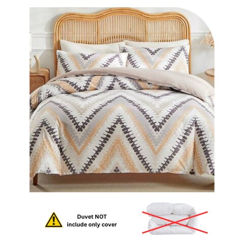 LUNAHOME-Queen size 6 piece bedding set, brown zig zag pattern, very soft quality.