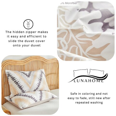 LUNAHOME-Queen size 6 piece bedding set, brown zig zag pattern, very soft quality.