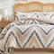 LUNAHOME-Queen size 6 piece bedding set, brown zig zag pattern, very soft quality.