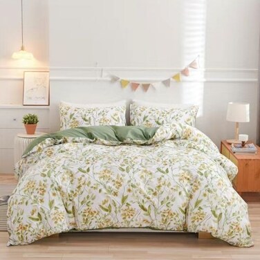 LUNAHOME-Queen size 6 piece bedding set brown floral print super soft quality.