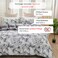 LUNAHOME-Queen size 6 piece bedding set with gray leaf pattern, very soft quality.