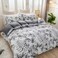LUNAHOME-Queen size 6 piece bedding set with gray leaf pattern, very soft quality.
