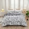 LUNAHOME-Queen size 6 piece bedding set with gray leaf pattern, very soft quality.