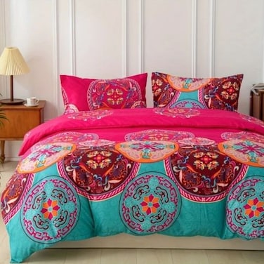 LUNAHOME-Queen size 6 piece duvet cover set with mandala design.