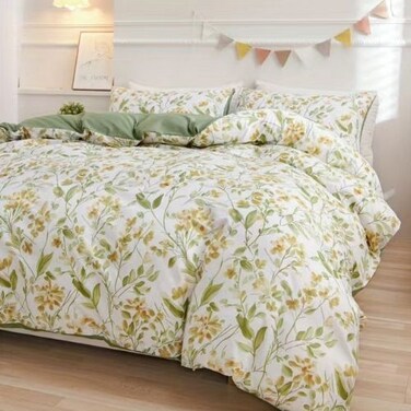 LUNAHOME-King size 6 piece bedding set brown floral print super soft quality.