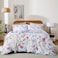 LUNAHOME-King size bedding set featuring a beautiful floral design in purple and pink, consisting of six pieces.