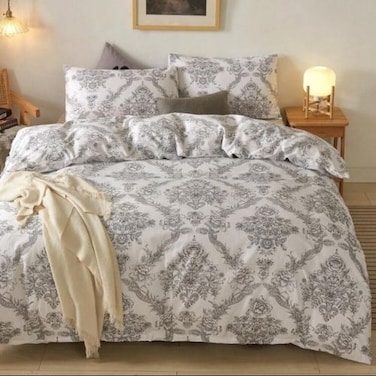LUNA Home-Queen size 6-piece 3D duvet cover set vintage print.