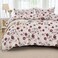 LUNA Home-King size 6-piece duvet cover set beige with vintage red rose print.