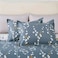 LUNA Home-Queen size 6-piece duvet cover set grey yellow branches print pattern.