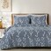 LUNA Home-Queen size 6-piece duvet cover set grey yellow branches print pattern.
