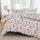 LUNA Home-Queen size 6-piece trendy red floral duvet cover set, white color.