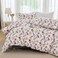 LUNA Home-King size 6-piece trendy red floral duvet cover set, white color.
