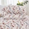 LUNA Home-King size 6-piece trendy red floral duvet cover set, white color.