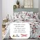 LUNA Home-Queen size 6-piece modern duvet cover set with red leaf pattern.