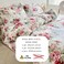 LUNAHOME-King size 6-piece  duvet cover set rose print with green leaves.