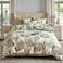 Luna Home-Queen size 6-piece modern duvet cover set with green leaf pattern.