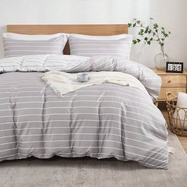 LUNA Home-Queen size 6 pieces Bedding Set without filler, Posh Stripe Design