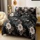 LUNA Home-Queen size, 6-piece floral design set in a black color.