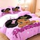 LUNA Home-Single size 4 piece duvet cover set in a lovely pink color featuring a princess design.