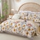 LUNA Home-Queen size 6 pieces duvet cover set, brown floral pattern, boho style.