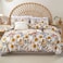 LUNA Home-Queen size 6 pieces duvet cover set, brown floral pattern, boho style.