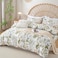 LUNA Home-Queen size 6 pieces duvet cover set, plant pattern with yellow floral design.