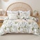 LUNA Home-Queen size 6 pieces duvet cover set, plant pattern with yellow floral design.