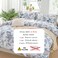 LUNA Home-King size 6 pieces bedding set, grey and blue  leaf floral pattern soft skin frendly duvet cover set.