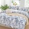 LUNA Home-King size 6 pieces bedding set, grey and blue  leaf floral pattern soft skin frendly duvet cover set.