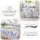 LUNA Home-King size 6 pieces bedding set, grey and blue  leaf floral pattern soft skin frendly duvet cover set.