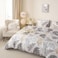 LUNA Home-Queen size 6 pieces duvet cover set with brown leaf pattern.
