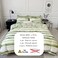 LUNA Home-Single size, 4-piece, reversible duvet cover set featuring a striped design in a vibrant green color.