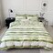 LUNA Home-Single size, 4-piece, reversible duvet cover set featuring a striped design in a vibrant green color.