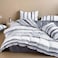 LUNA Home-Single size, 4-piece, reversible duvet cover set featuring a striped design in a vibrant gray color