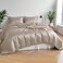 LUNA Home- Duvet Cover King Size - 100% Bamboo Satin Silky Duvet Cover Set - 6 PCS Cooling Duvet Cover 220x240CM &amp; 4 Pillowcases 50x75CM, 1 Fitted Bedsheet 200x200+30CM, Beige color.