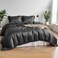 LUNA Home-Duvet Cover King Size - 100% Bamboo Satin Silky Duvet Cover Set - 6 PCS Cooling Duvet Cover 220x240CM &amp; 4 Pillowcases 50x75CM, 1 Fitted Bedsheet 200x200+30CM, Grey color.