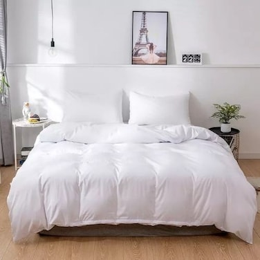 LUNA Home-Premium Single size 4 pieces Bedding Set without filler, Plain White Color