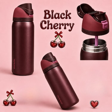 32 OZ. 945 ML Owala Stainless Steel Water Bottle, Black Cherry